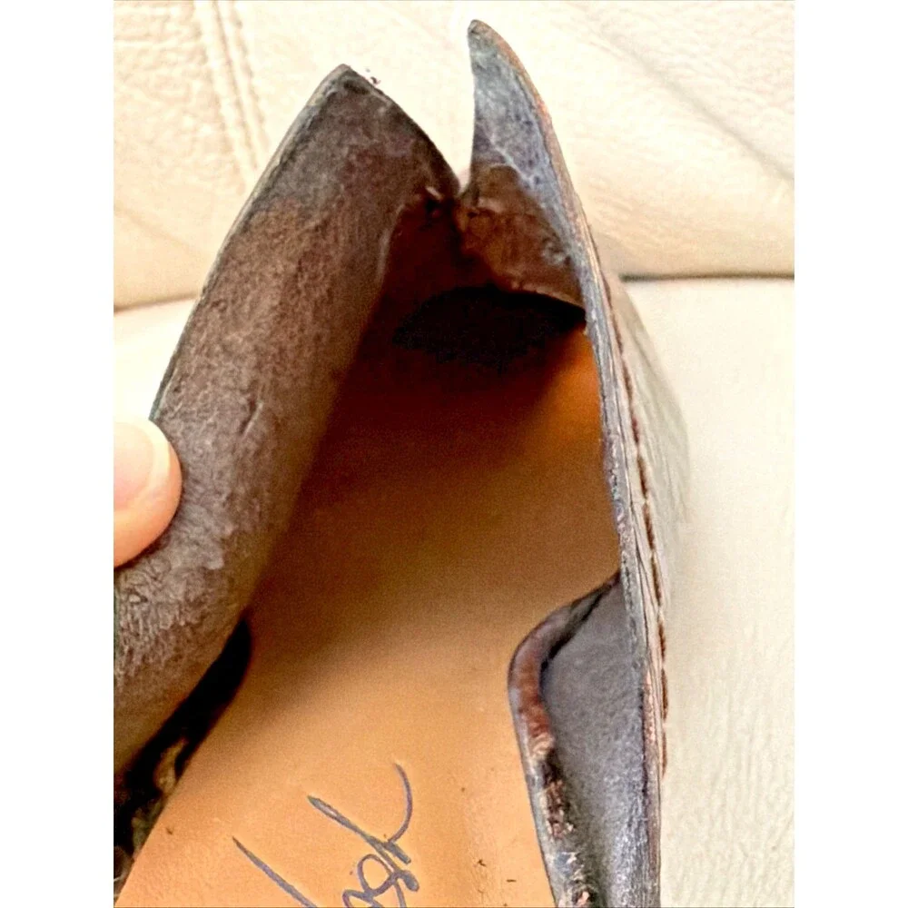 Patricia Nash Ruffina Womens 8 Heeled Leather Mules Western Pointed Boho Gold
